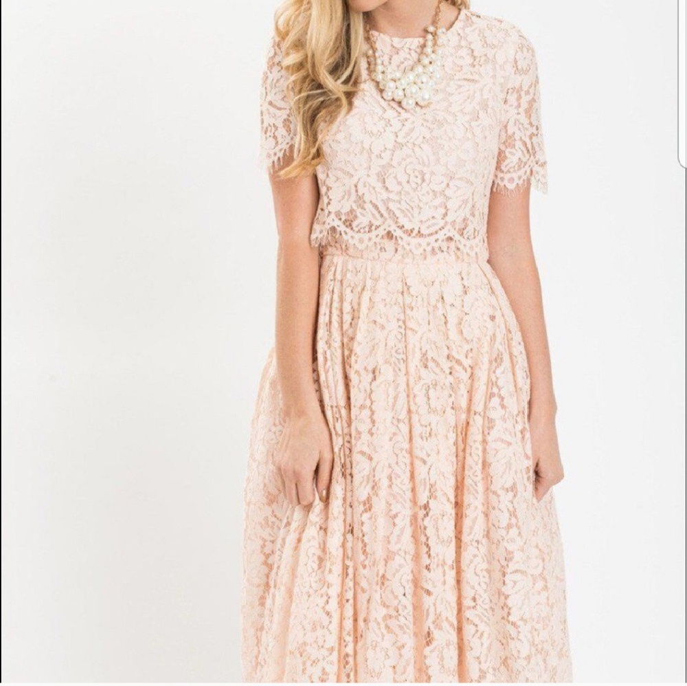 Morning Lavender Pink Lace Dress - S